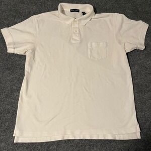 Grant Thomas Mens XL White Short Sleeve Pique Cotton Polo Shirt with Pocket